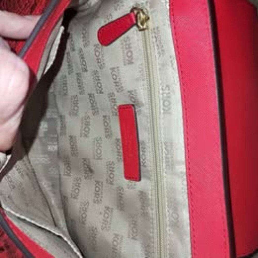 SOLD. MICHAEL KORS "Bridgette" satchel shoulder bag snakeskin embossed leather - Picture 9 of 12